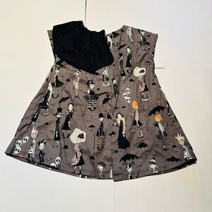 Custom Made OOAK Halloween Button-Down Dress with Single Pleat Back Size: 6